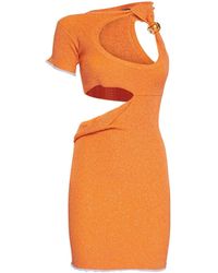 Jacquemus - Abito corto asimmetrico con perline arancione La robe Brilho - Lyst
