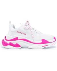 Balenciaga White And Pink Triple S Trainers