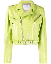 DROMe Green Cropped Leather Jacket
