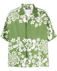Just Don Hawaiian Print Green Shirt