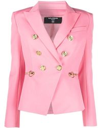 Balmain Double-breasted Fitted Blazer - Pink