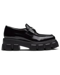 monolith brushed leather pointed loafers