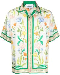 CASABLANCA Camicia maniche corte L'Arche Fleure con stampa multicolore - Verde