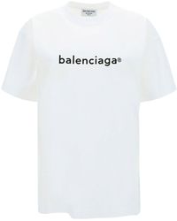 Balenciaga New Copyright Small Fit T-shirt In White Vintage Jersey