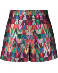 Valentino Multicolored Logo Embellished Shorts - Multicolour