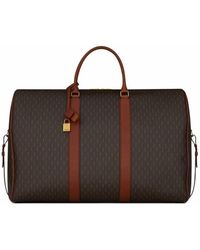 Saint Laurent Brown Le Monogramme 72h Duffle Bag In Monogram Canvas And Smooth Leather