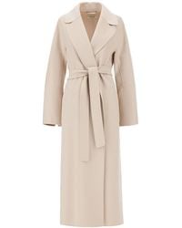 Max Mara Long Wrap Beige Wool Coat - Natural