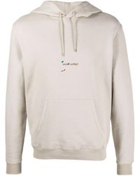 Saint Laurent Cotton Logo-print-hoodie in Black for Men - Save 39 