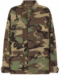 Dolce & Gabbana - Camouflage Print Jacket With Logo Plaque - Lyst