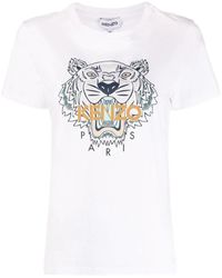 KENZO White Cotton Tiger-print T-shirt