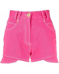 Balmain X Barbie Pink High-waisted Denim Shorts
