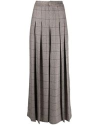 FEDERICA TOSI Grey Checked High-rise Wide-leg Trousers