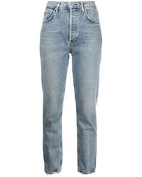 Blu Farfetch Donna Abbigliamento Pantaloni e jeans Jeans Jeans slim & sigaretta Jeans slim crop 
