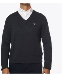 GANT - Classic Cotton V-neck Sweatshirt - Lyst