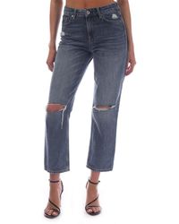 GANT - Relaxed Fit Cropped Ripped Jeans - Lyst