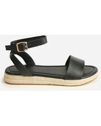 Where's That From - Wheres Ankle Strap Raffia Low Flatform Sandals - Lyst