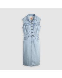 Levi's - Iconic Collared Neck Sleeveless Midi Shirt Dress 8 (Xs) - Lyst