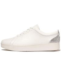 Fitflop - Rally Crystal-Backtab Leather Trainers Leather Crystal Covered Microfibre - Lyst