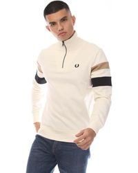 Fred Perry - Tipped Sleeve Half-zip Sweatshirt - Lyst