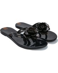Zaxy Flower Power Thong Sandals - Black