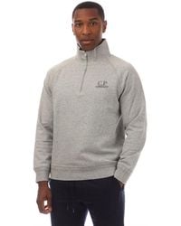 C.P. Company - Raised Fleece Half Zip Logo Sweatshirt - Lyst
