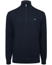 GANT - Zip Neck High Collar Long Sleeve Sweatshirt - Lyst