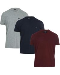 Ben Sherman Embroidered Script 3 Pack T-shirts - Blue