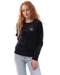DKNY - Velour Logo Crew Neck Sweatshirt - Lyst