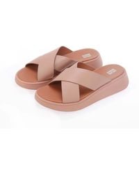 Fitflop - F-mode Leather Flatform Slide Sandals - Lyst