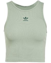 adidas Originals - Wordmark Crew Neck Slim Fit Rib Tank 10 (S) - Lyst