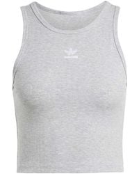 adidas Originals - Slim Fit Crew Neck Bold Logo Rib Tank 10 (S) - Lyst