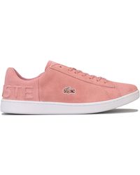 lacoste carnaby evo textured trainers with red back counter