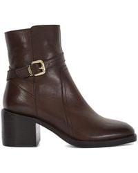 Dune - Plotto Leather Block Heel Boots Size 3 - Lyst