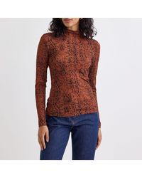 Nobody's Child - Nobodys Lyra Snake Print Funnel Neck Long Sleeve Top - Lyst