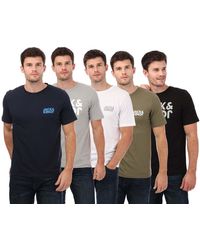 Jack & Jones - Corp Reverse 5 Pack T-shirts - Lyst