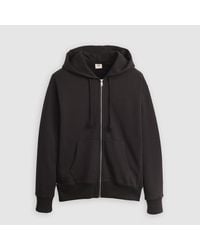 Levi's - Solid Patterned Hooded Neck Full Zipper Ribbed Cuff Sweat Jacket - Lyst