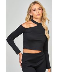 SIKSILK - Ribbed Cut-Out Long Sleeve Top - Lyst