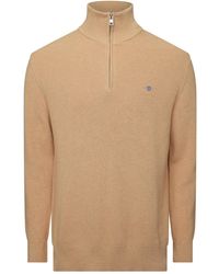 GANT - Cotn Merino Rib Half-Zip Jumper - Lyst
