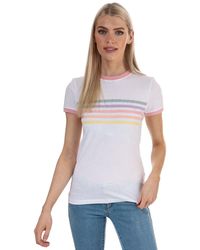 Brave Soul Rainbow Ringer T-shirt - White