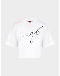 BOSS - Signature Logo Cropped T-shirt - Lyst