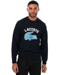 Lacoste - Crocodile Print Crew Neck Sweatshirt - Lyst