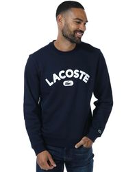 Lacoste - Crew Neck Branded Terry Sweatshirt - Lyst