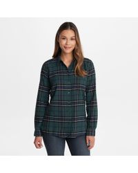 G.H.BASS G.h. Bass Long Sleeve Button Back Twill Pine Plaid - Green