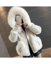 Ghoul RIP Bunny Faux Fur Jacket - White