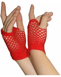 Ghoul RIP Cotton Electric Carnival Fishnet Gloves in White Womens Accessories Gloves 