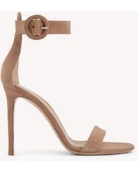 Gianvito Rossi - Portofino 105, Sandals, , Praline Suede - Lyst