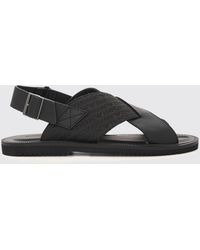 Emporio Armani - Jacquard Logo Nylon And Leather Slingback Sandals - Lyst