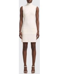 Courreges - Courr&Egrave	Ges Draped Crêpe Sheath Mini Dress With High Neck - Lyst