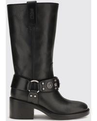 Chloé - Chlo&Eacute Dakota Studded And Embroidered Calf Leather Biker Boots - Lyst