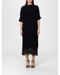 Fabiana Filippi - Wool And Silk A-Line Midi Dress With Lace Inserts - Lyst